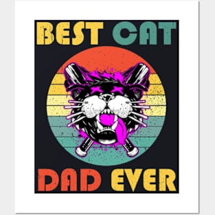 Best Cat Dad Ever Sunset Posters and Art